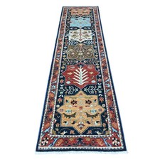 2'6"x9'8" Blue Fine Aryana Caucasian Akstafa Hand Knotted Oriental Rug R88623