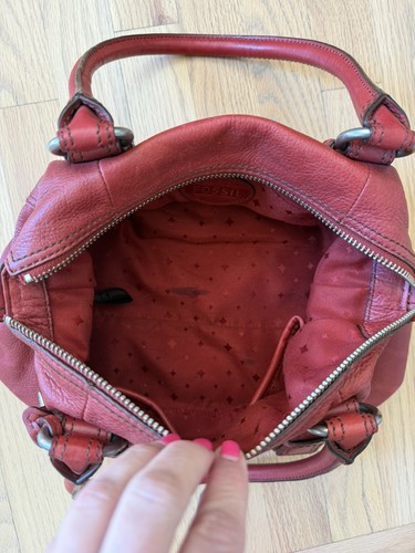 VTG Fossil Maddox Embossed Buttery Soft Leather Satchel Handbag Brick Red Purse, $34.99 - Photo 14
