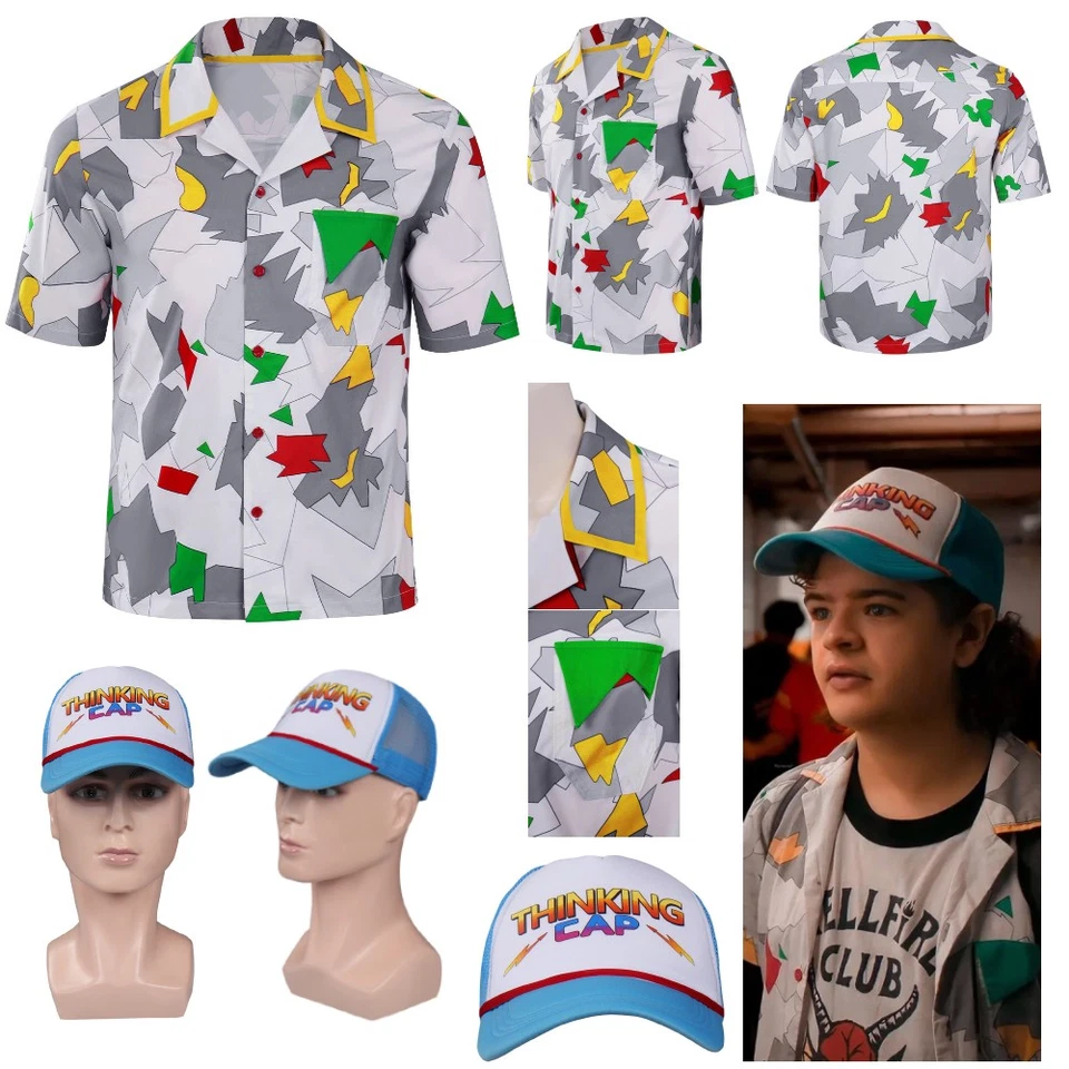 MARKENLOS Dustin Henderson Hemd & Denkmütze Halloween-Karnevalsparty-Cosplay-Kostüm