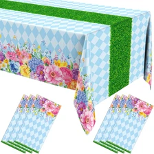 6 Pcs Wonderland Plastic Tablecloth 108 X 54 Inches Tea Party Rectangular Table 