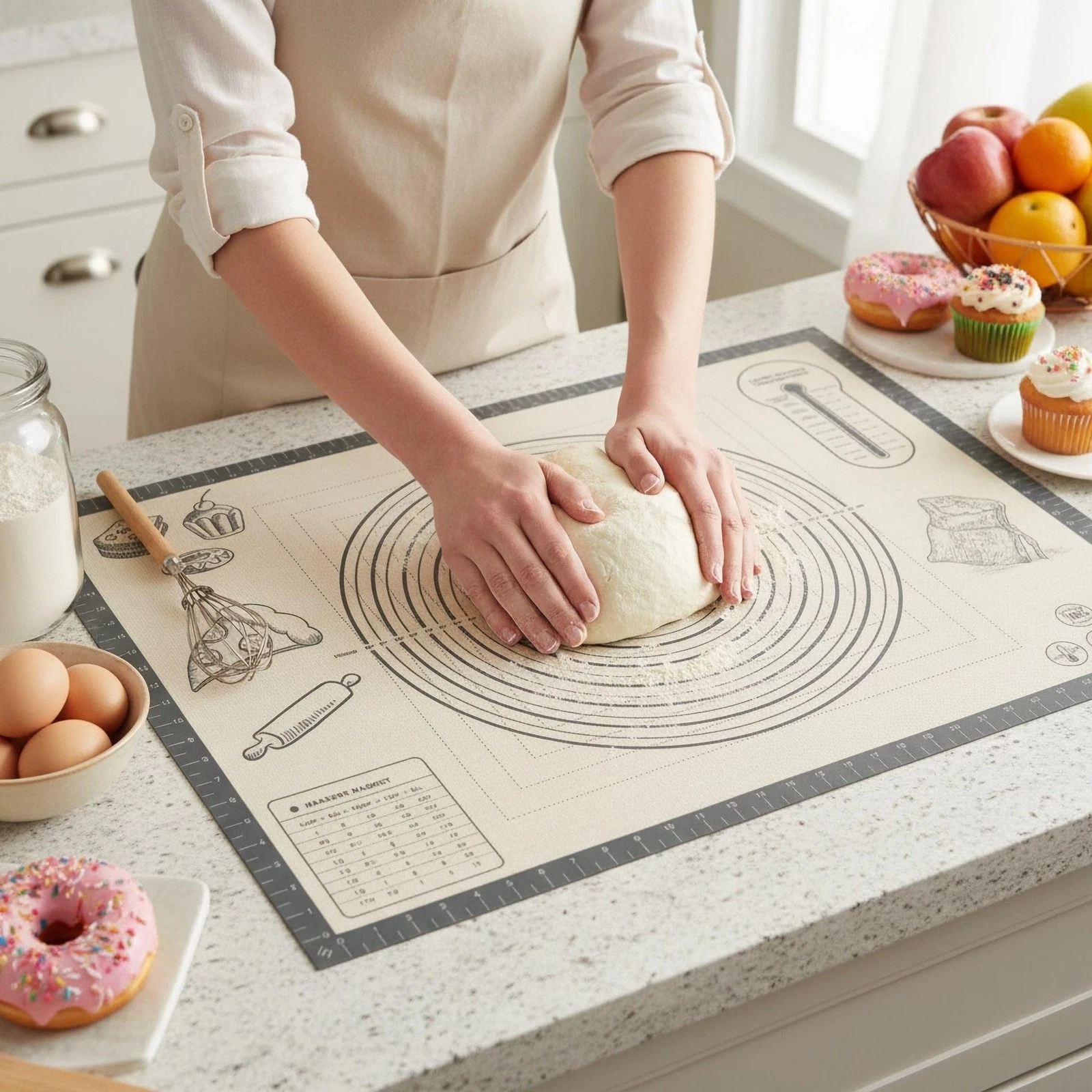 Silicone Baking Pastry Dough Mat - 32x24Inch Extra Large Cookie Bread Rolling...