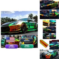 ASENDIWAY Holographic Rainbow Chrome Car Vinyl Wrap Green 2.5ft x 4.5ft