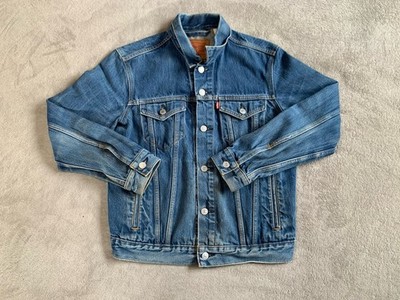 Levi Strauss Denim Jacket Mens Medium Button Front Classic Blue Trucker Style