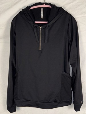 Fabletics Gigi 1/4 Zip Pullover Hoodie Women's XXL Black Mesh Pockets Workout