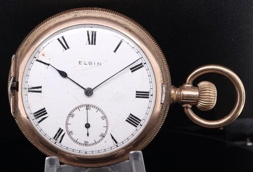 Antique 1915 Elgin Grade 292 7J 51mm Hunter Gold Filled Pocket Watch