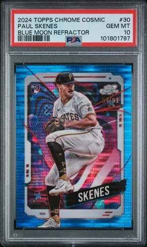 2024 Topps Chrome Cosmic Paul Skenes #30 Blue Moon Refractor /99 PSA 10