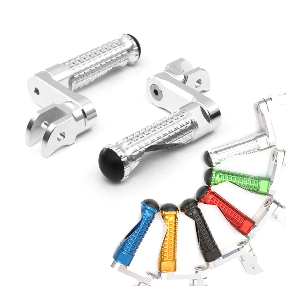 Clavijas de pie delanteras plateadas elevables MPRO 1,5 pulgadas para ciclón Buell M2 todo el año Foto 3 de 4