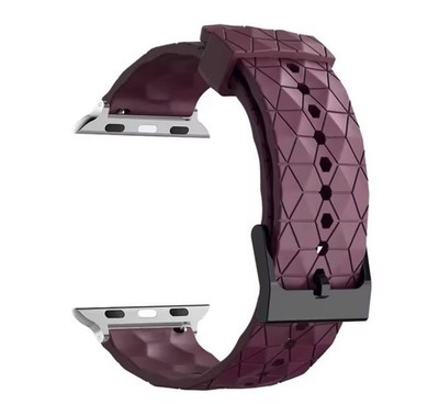 Armband Für Apple Watch Ultra 5 6 7 8 9 3D Blox Hochwertig Weinrot Silber #30