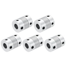 5Pcs 8mm to 8mm Shaft Coupling L25xD19 Flexible Coupler Beam Silver