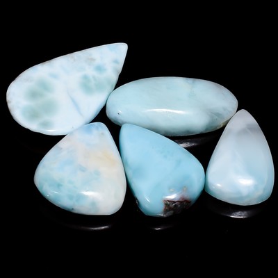 100% Natural Larimar Cabochon Lot Gemstone 5 Pcs 69.5 Ct 18X16