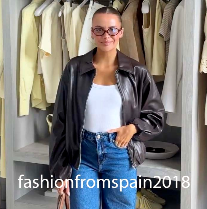 ZARA NEW WOMAN FAUX LEATHER BOMBER JACKET CHOCOLATE BROWN XS-XXL