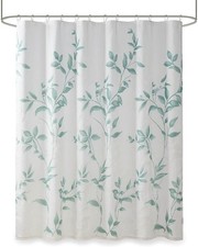 Madison Park Cecily Shower Curtain, Luxurious Botanical Leaf Print, Modern Seren