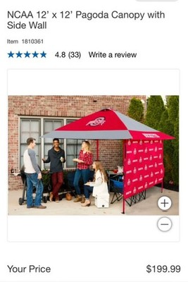 Ohio State NCAA 12  x 12  Pagoda Canopy with Side Wall