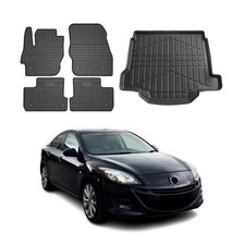Fußmatten & Kofferraumwanne Set für Mazda 3 Stufenheck 2008-2014 Gummi TPE 5x