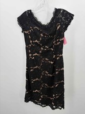 Pre-Owned Adrianna Papell Black Size 4 Lace Short Short Sleeve Dress