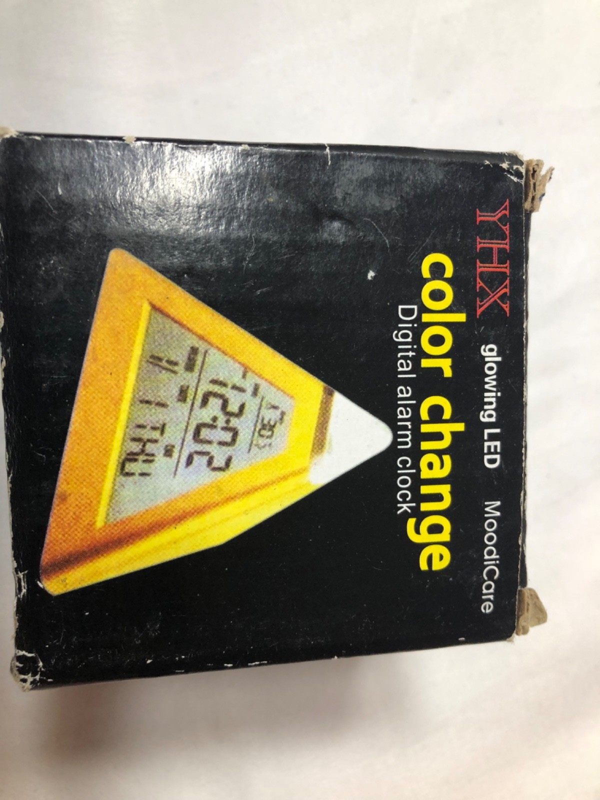 Alarm Clock Pyramid 7 Color Changing Timer Night Light Temperature Date