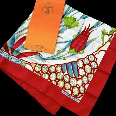 Vintage HERMES Carre 90 Seidentuch ''Ceramique Ottomane'' L. Bourthoumieux rot ...