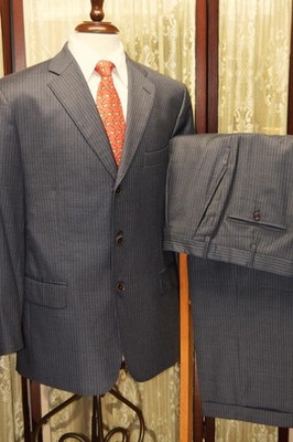Brooks Brothers Italy Regent 40 S gray pinstripe wool 2 vent business suit y7j4