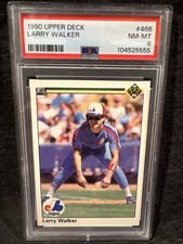 1990 UPPER DECK LARRY WALKER #466 PSA GRADED NM-MT 8