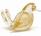 Vintage Small Hand Blown Murano Glass Bird Gold Flecks 3" x 2” Polished Pontil