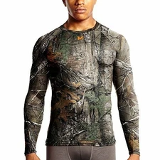 Mission Mens VaporActive Base Layer Long Sleeve Top Warm Realtree Camouflage L