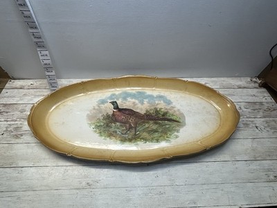 Vintage Porzellan China Fasane große ovale Platte Schale 24'' lang kostenloser Versand