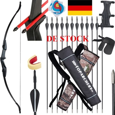 TOPARCHERY 57 Zoll Bogenschießen Takedown Recurvebogen und Pfeile Set RH/LH Jagd Ziel