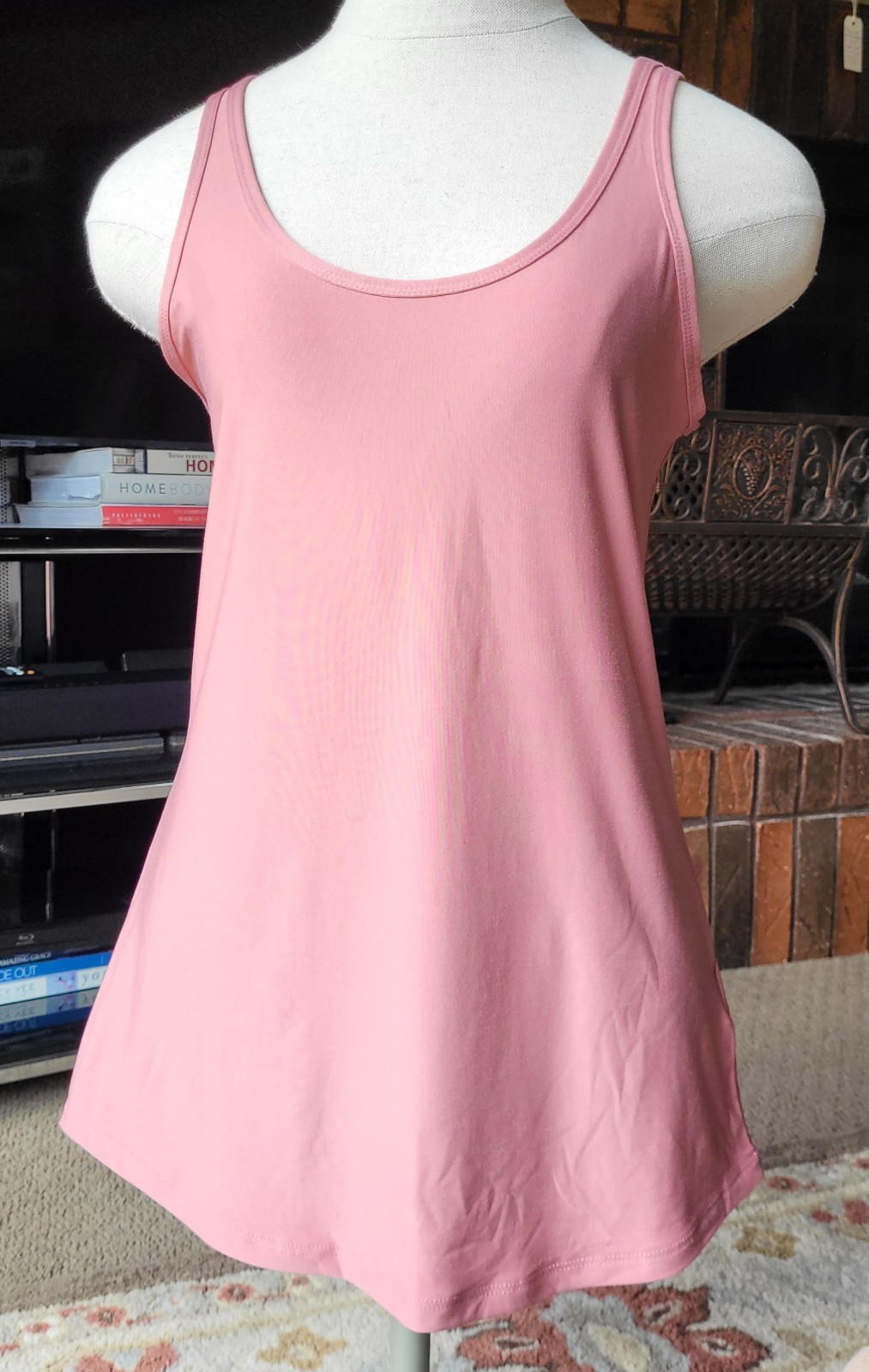 No Boundaries Womens Scoop Neck Tank Top,Salmon-Pink Size L(11-13) Stretch Fit