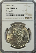 1888-O Morgan Silver Dollar NGC UNC Details — Cleaned — New Orleans Mint Silver!
