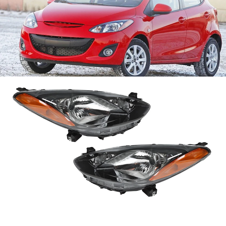 Halogen Headlight Headlamp Driver&Passenger Side For 2011-2014 Mazda 2 - Image 3 of 4