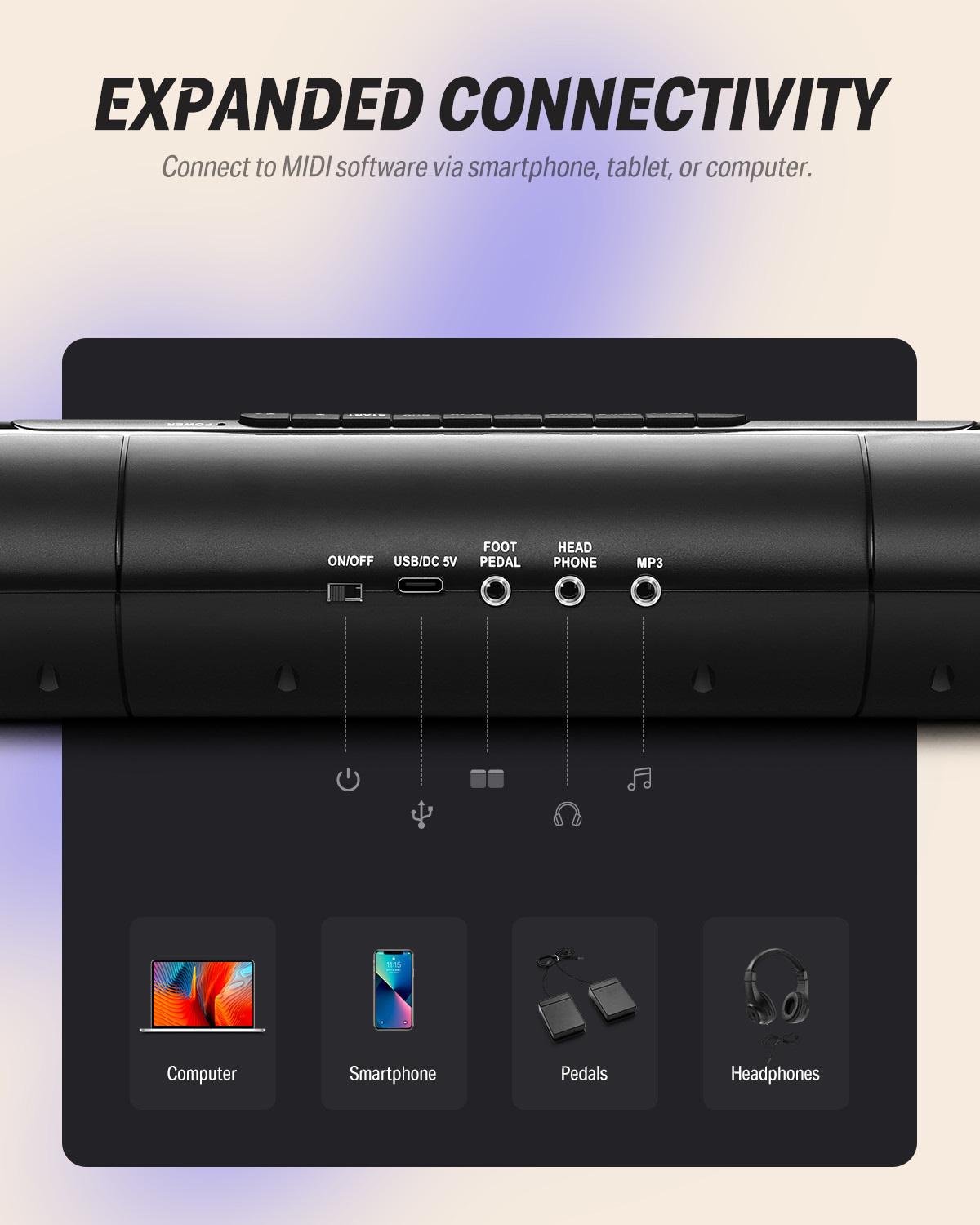 Donner DED-20 Electronic Drum Kit Roll Up 7 Pad Electric Drum Built-in Speaker