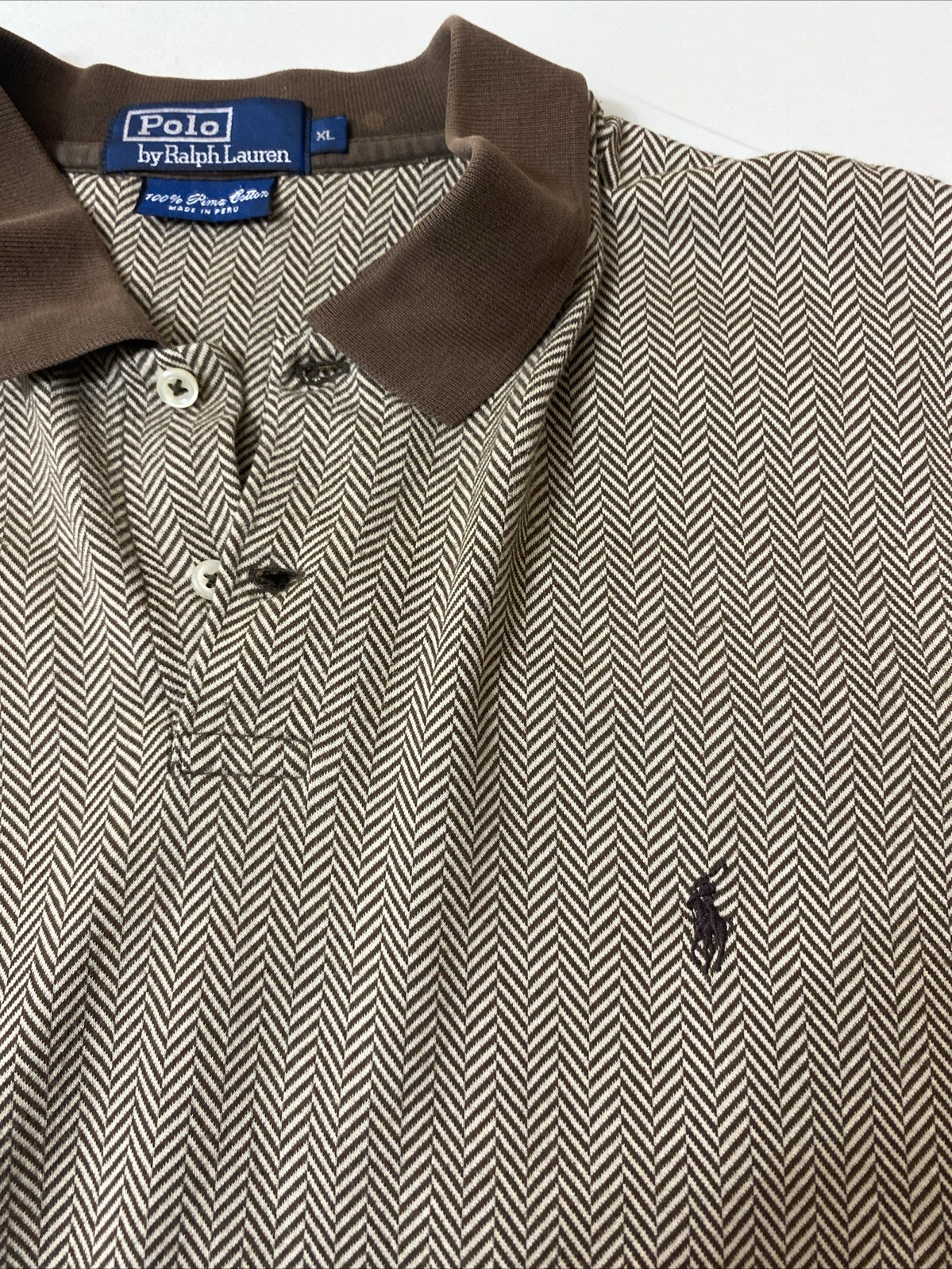 POLO RALPH LAUREN Men's  Polo Shirt Henley Collar Brown XL Pima Cotton thumbnail 7