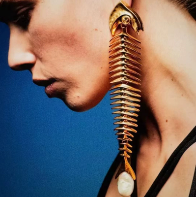 Schiaparelli Fish Bone Earrings NEW | eBay