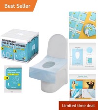 Disposable XL Toilet Seat Covers - 60-Pack, Waterproof, Sticker-Free Travel S...