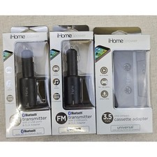 2- iHome Power Bluetooth FM Transmitter Car Stereo Adapters  Cassette Adapter