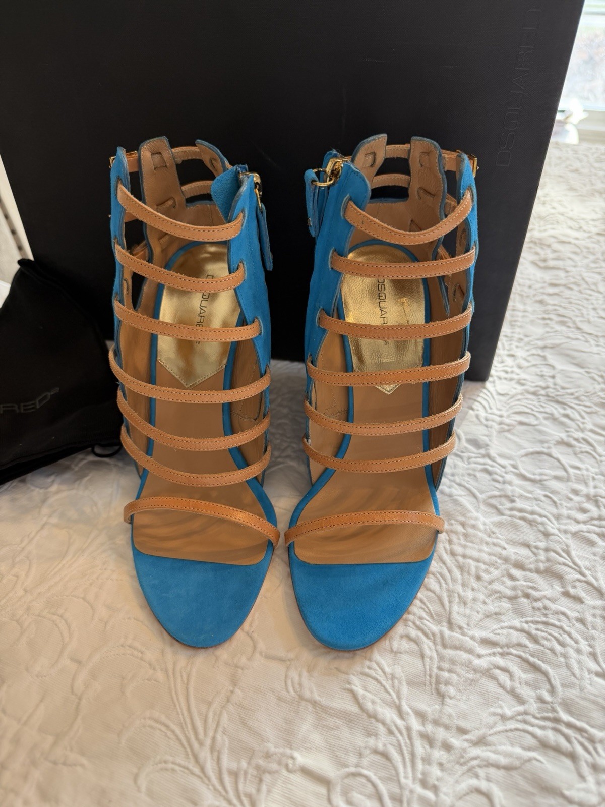 DSQUARED2 S13W205102 34 WEDGE SIENNA CAMOSCIO AZZURRO #9us $769 image 2