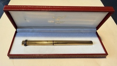 Must De Cartier Pen Vendome Trinity Ball Point 18k Gold Plated in box Vintage 