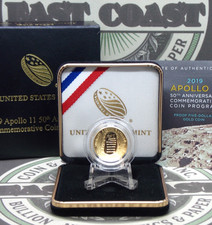 2019 "W" $5 50th Anniversary *APOLLO 11* Proof GOLD Coin Box & COA ECC&C, Inc.