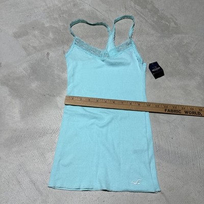 Vintage Y2K Hollister Teal Lace Trim Full Length Cami Tank Top SZ