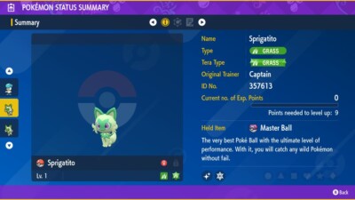 Pokemon Scarlet Violet Ultra Shiny 6IV Sprigatito Grass Starter  Fast Trade