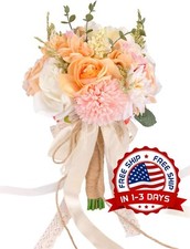 Ramo Grande De Flores De Novia Artificial Con Rosas Dama de Honor Bodas Fiestas