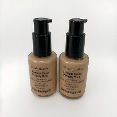 2 PACK Elizabeth Arden Flawless Finish Perfectly Nude SPF 15 Warm Sunbeige 06