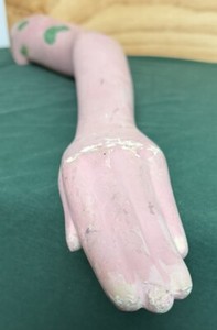 PAIR OF PAINTED PINK FEMALE MANNEQUIN LEFT/RIGHT ARM & HAND