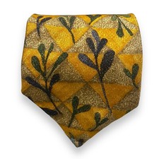 Ermenegildo Zegna Silk Tie Floral Succulent Yellow Tan Beige 60  
