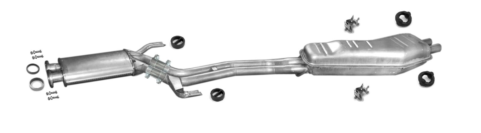 FOX Sportauspuff Komplettanlage Ab Kat. BMW 5er E34 525i 530i 535i 2x76mm
