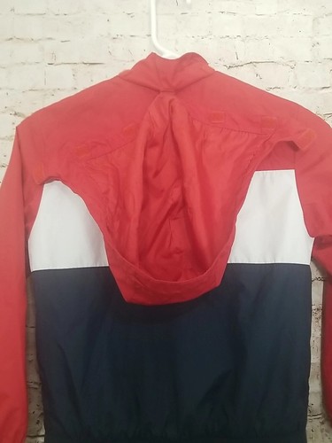 H&M Boys Size 6-8 Yrs Windbreaker Jacket Full Zip Detachable Hood Red White Blue - Picture 7 of 11