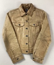 Vintage Gap Leather Trucker Jacket Biker Jacket Y2k Ladies’ Size M