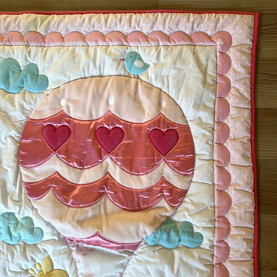 Carters Globo Aire Caliente Jirafa Pájaro Flores Nubes Bebé Manta Cuna Edredón Rosa Foto 4 de 4