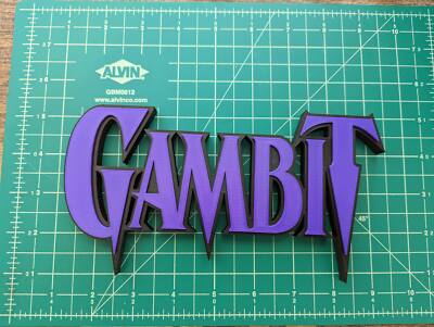 Gambit 3D printed art Marvel X-MEN stand shelf wall display