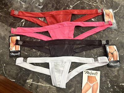 Lot Of 4 Mapale 1090 Clip Perfect Thongs- Red, Black, White And Pink
